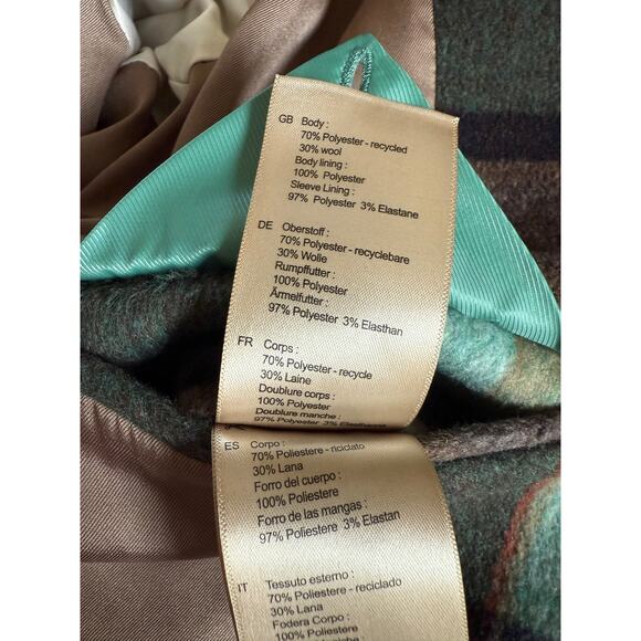 NEW Scotch & Soda Small Single Breasted Plaid Coat Green Wool Blend Green Preppy - Picture 10 of 11